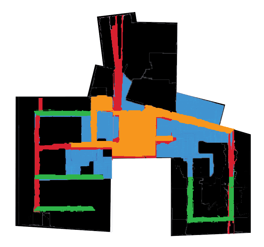 Facilitate Collaboration Overlay of areas most likely to facilitate collaboration in example workspace.
